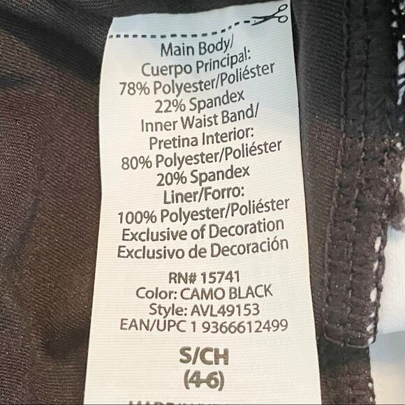 Avia High Waist Leggings Activewear Pants Cammo Metallic Stripe Navy Gray  S - Picture 12 of 12